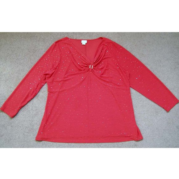 New 3x Jaclyn Smith Red top with Sequin details - Picture 2 of 13
